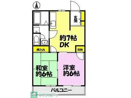 ヴィアーレF(2DK/1階)の間取り写真