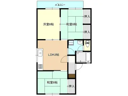 メゾン一刻 II棟(3LDK/2階)の間取り写真