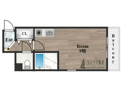 リバーライズ永和(1K/4階)の間取り写真