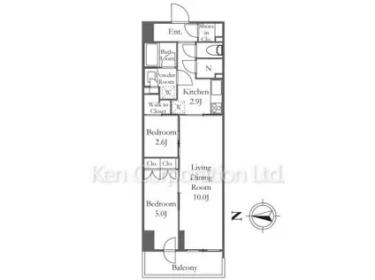 パークアクシス品川天王洲アイル(2LDK/6階)の間取り写真