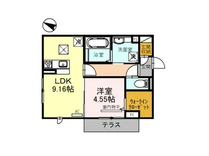 ウインズ23(1LDK/1階)の間取り写真