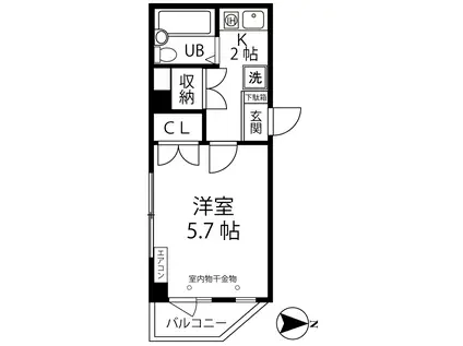 プラージュ(1K/2階)の間取り写真
