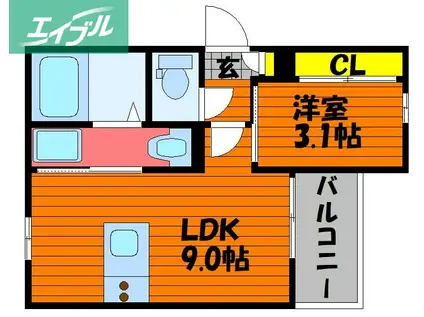 REGALEST JM 青江(1LDK/3階)の間取り写真