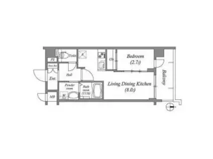 アドバンス京都クラッセ(1LDK/3階)の間取り写真