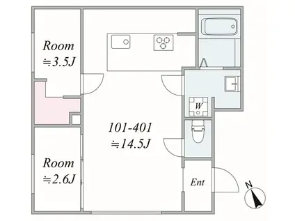 TRIAS237(2LDK/1階)の間取り写真