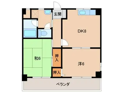 リベラルパレス新留(2DK/2階)の間取り写真