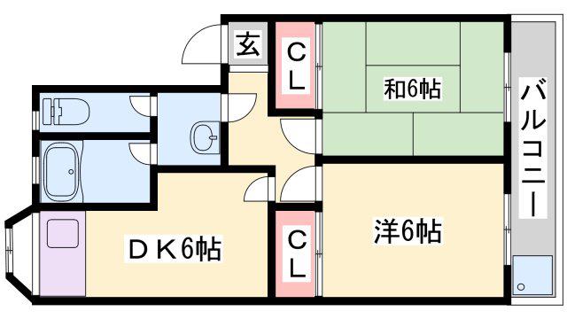 サンフラッツ(2DK/2階)の間取り写真