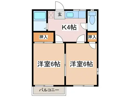 フォーブルあおき(2K/1階)の間取り写真