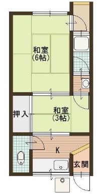 大和アパート(2K/1階)の間取り写真