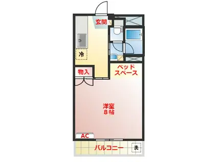 リッチマンション(1K/3階)の間取り写真