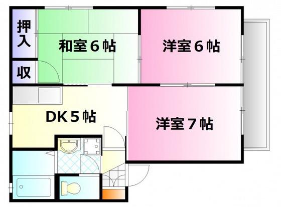 コーポ中島A棟(3DK/1階)の間取り写真