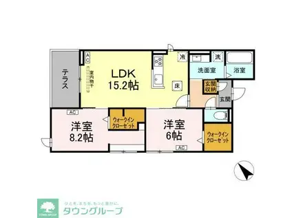 マリポーサ高畑B(2LDK/3階)の間取り写真