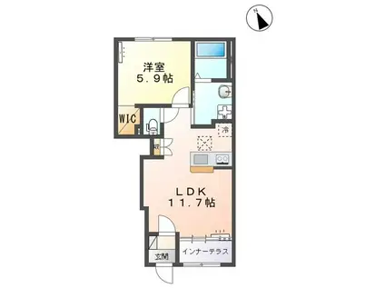 カーサ・フェリーチェS(1LDK/1階)の間取り写真