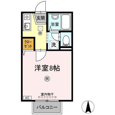 レジデンス高柳B棟(1K/1階)の間取り写真