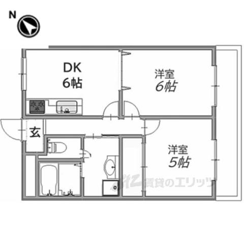 第5サンライフ瀬田(2DK/3階)の間取り写真