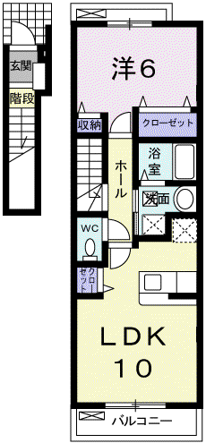 グレース五番館(1LDK/2階)の間取り写真