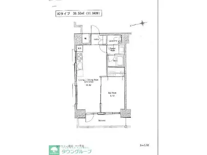 ソサエティ蔵前(1LDK/8階)の間取り写真