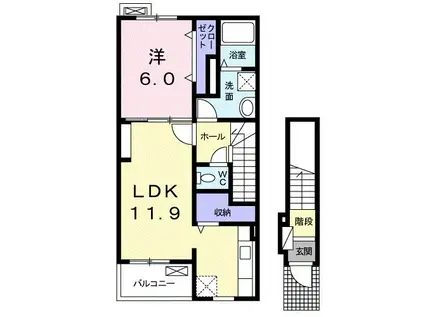 ビオーラKIII(1LDK/2階)の間取り写真