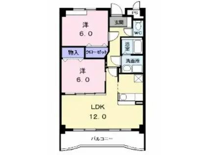 ルピナス・イースト(2LDK/4階)の間取り写真