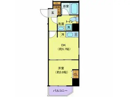 ディアレイシャス南砂町(1DK/3階)の間取り写真