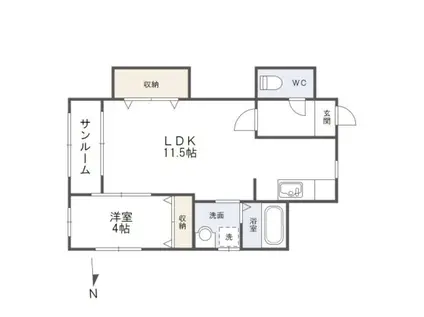 ティファニー(1LDK/2階)の間取り写真