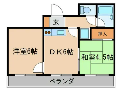 甲子園町アーバンリズ(2DK/2階)の間取り写真