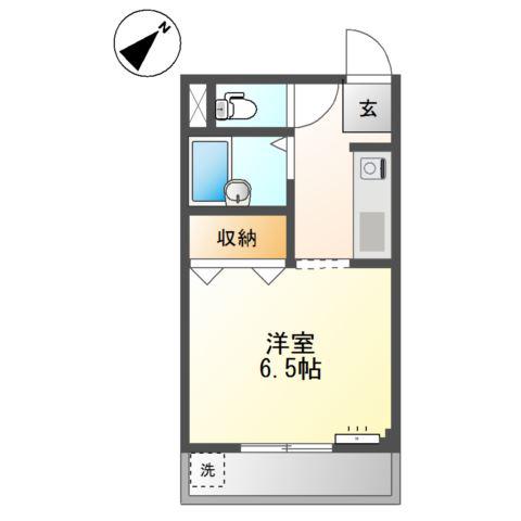 メロディーハイム(ワンルーム/2階)の間取り写真