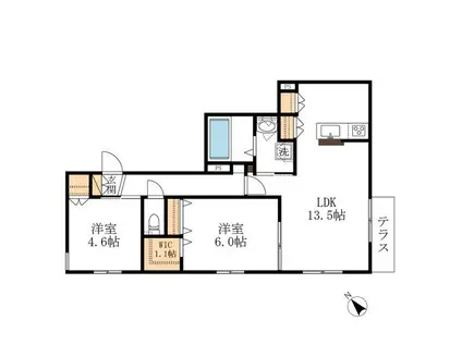 メゾン・ド・ロンジュ(2LDK/1階)の間取り写真