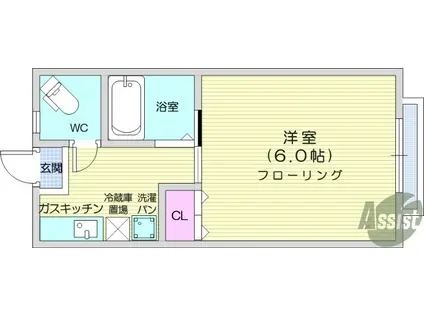 メゾン川内B棟(1K/2階)の間取り写真