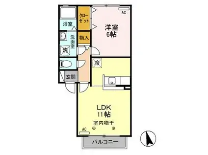 フラワーレジデンスフローラルE(1LDK/1階)の間取り写真