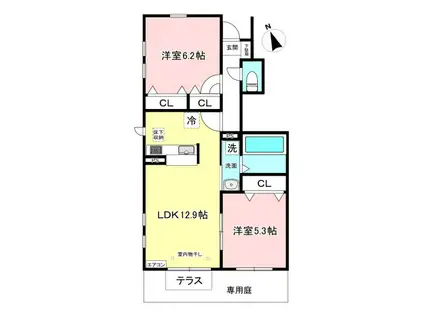 カトレア(2LDK/1階)の間取り写真