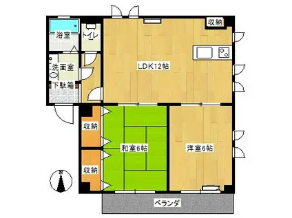 グランメゾントレビ B棟(2LDK/2階)の間取り写真