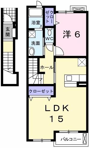 JASMINE(1LDK/2階)の間取り写真