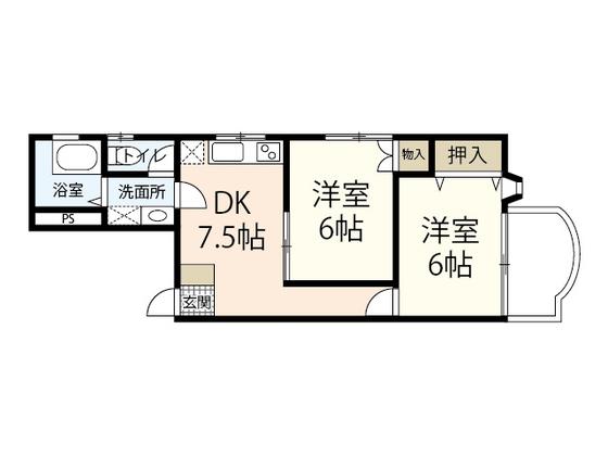 ストーリア ヒカリマチ(2DK/5階)の間取り写真