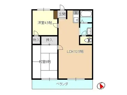 ハイツサンウォード(2DK/2階)の間取り写真