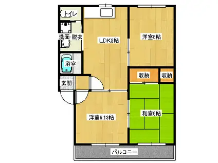 サン・オーレたか(3DK/2階)の間取り写真