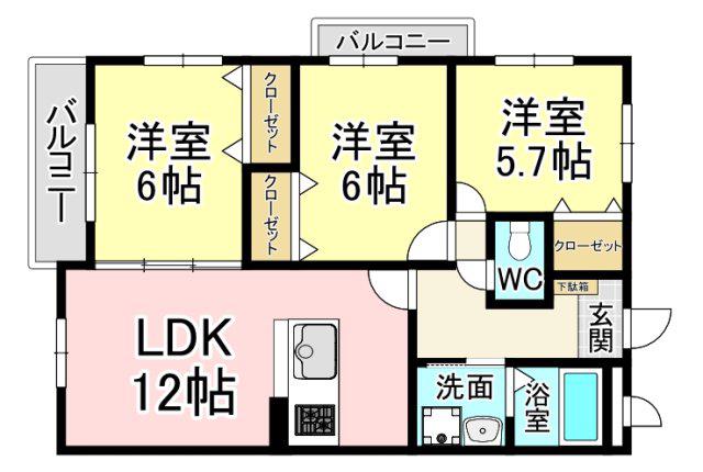 プレステージ加奈陀III(3LDK/3階)の間取り写真