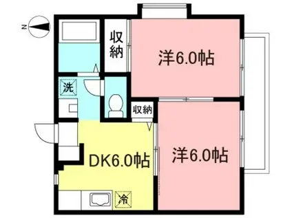 エクセル南烏山(2DK/2階)の間取り写真