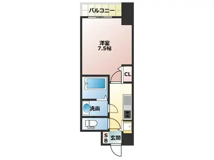 ディームス江坂(1K/12階)の間取り写真