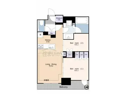 エクセレントザタワー(2LDK/6階)の間取り写真