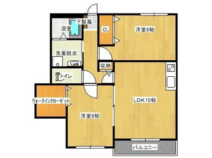 レヴェール稗田(2LDK/3階)の間取り写真