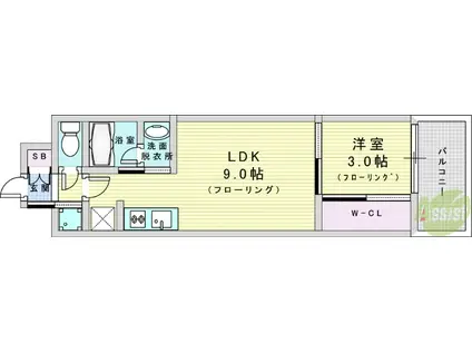 リビオメゾン新大阪(1LDK/15階)の間取り写真