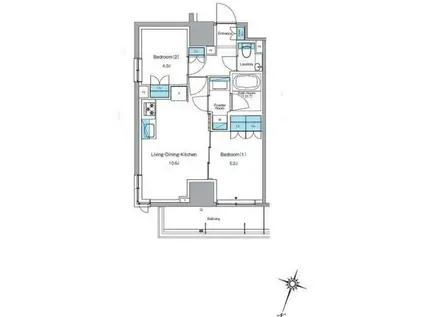 ルフォンプログレ渋谷ヒルトップ(2LDK/6階)の間取り写真