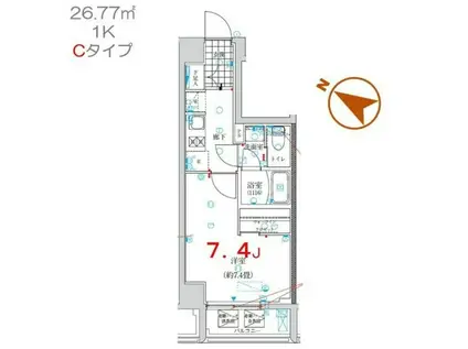 ケーコート押上(1K/5階)の間取り写真