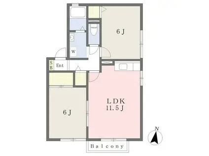 LFハイムD(2LDK/2階)の間取り写真