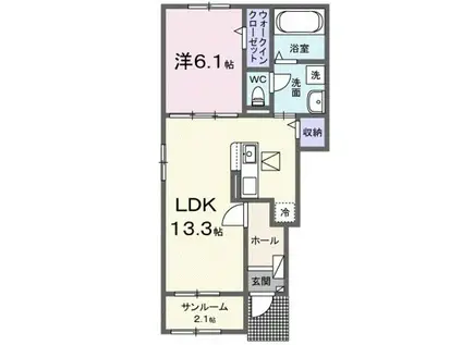 フルールドゥボヌールアオイ(1LDK/1階)の間取り写真