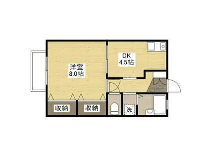 広島高速交通アストラムライン 西原駅(広島) 徒歩15分 2階建 築28年(1DK/1階)の間取り写真