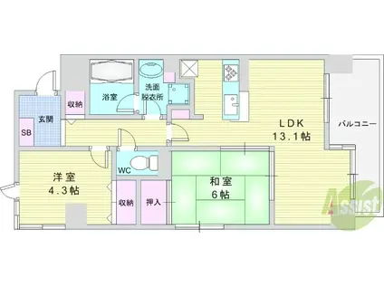 リバーパーク服部(2LDK/7階)の間取り写真