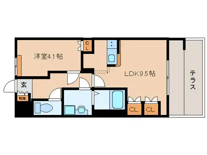 ヴィンテージ・ウッズ(1LDK/1階)の間取り写真