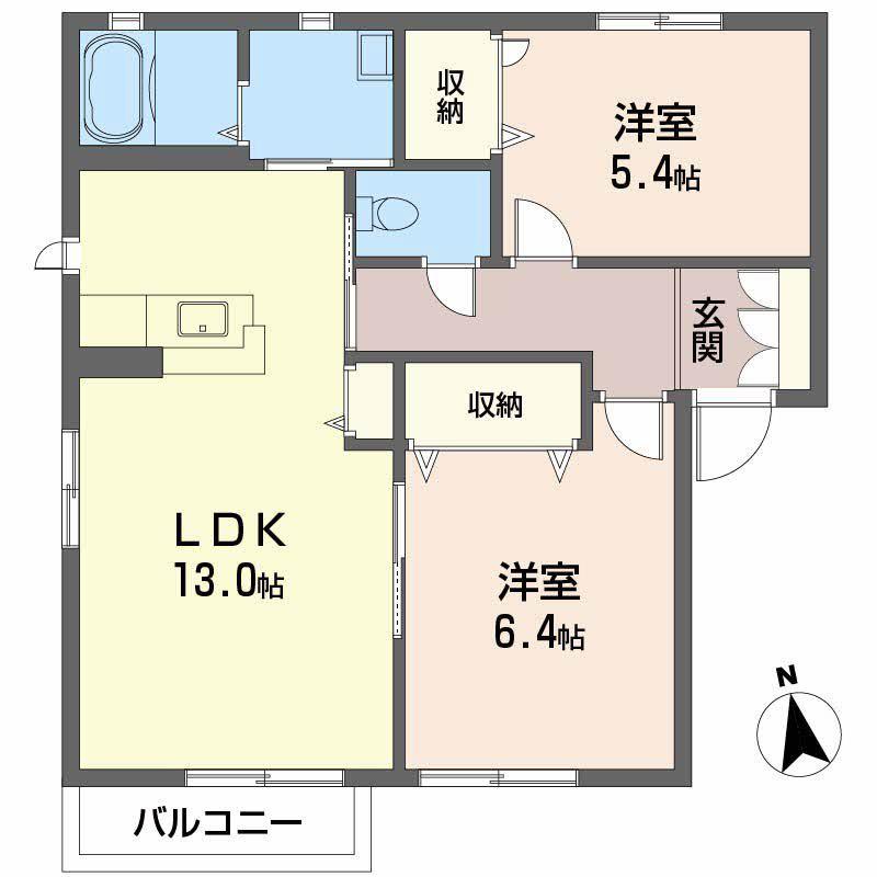 シャーメゾンMANABE(2LDK/2階)の間取り写真